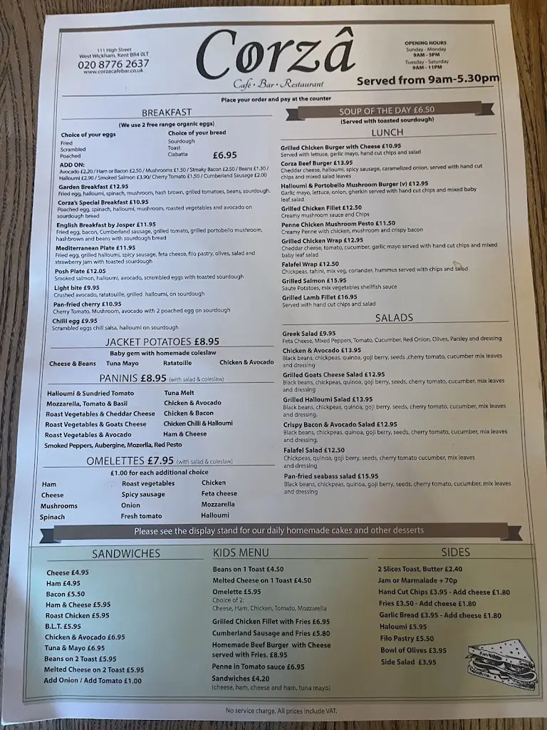 Menu_Corzâ Cafe Bar Restaurant_West Wickham_image_4