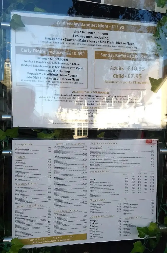 Menu_Indian Diner_West Wickham_image_1