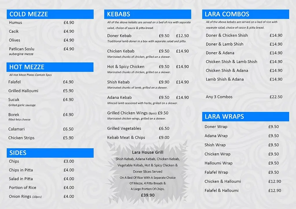 Menu_Lara Mezze & Grill_West Wickham_image_1
