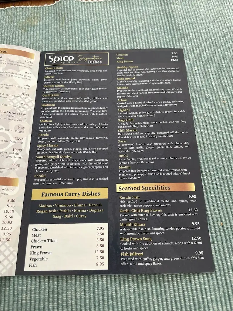 Menu_Spice Clay Oven_Wilberfoss_imagen_1