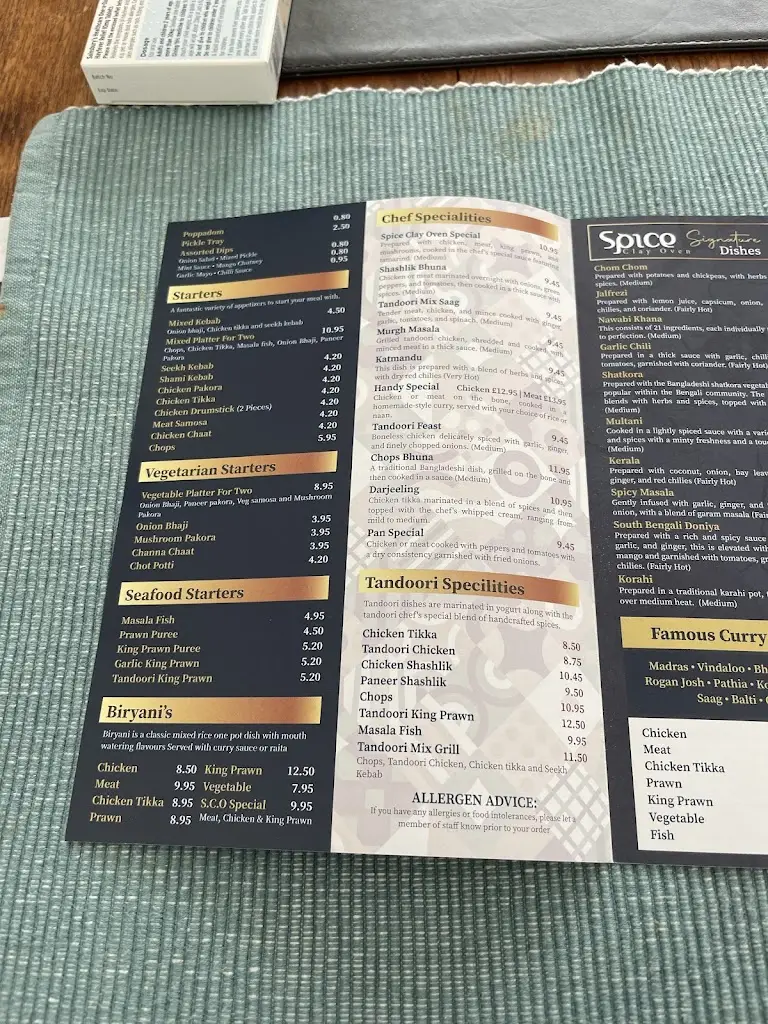 Menu_Spice Clay Oven_Wilberfoss_imagen_2