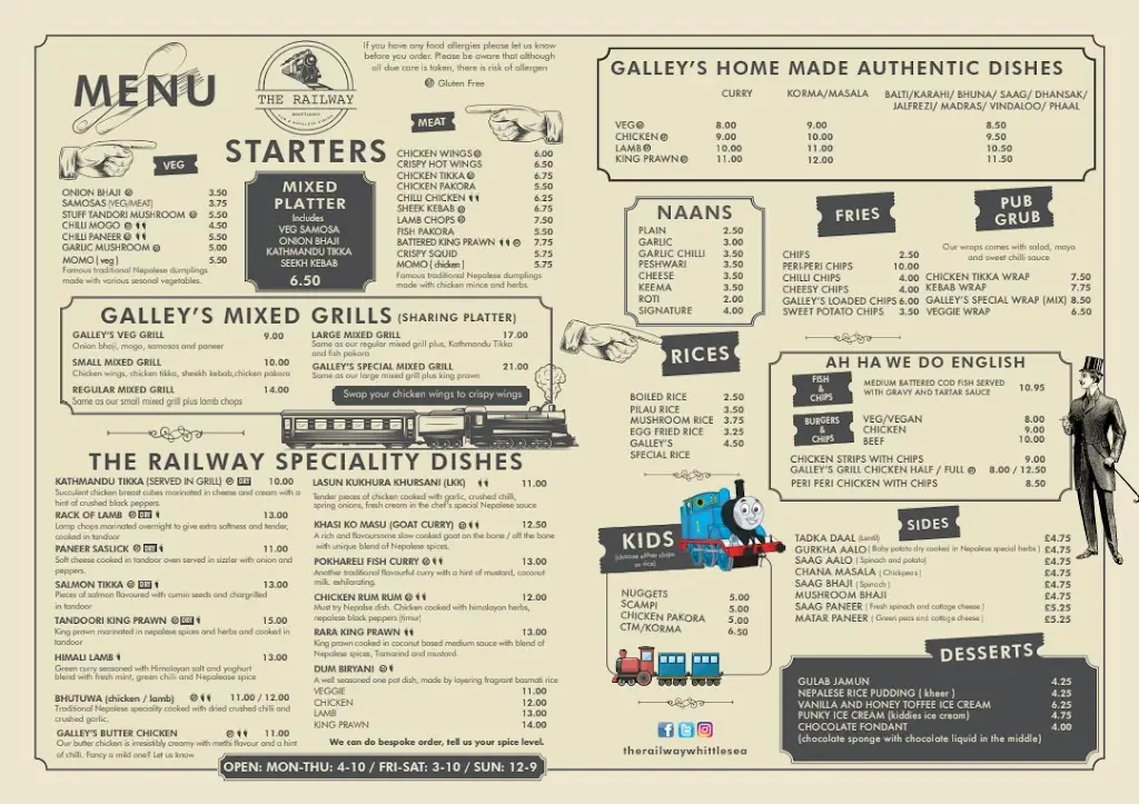 Menu_The Railway_Whittlesey_image_2