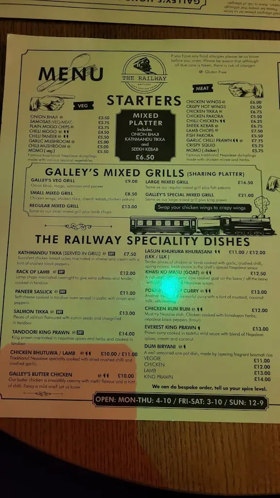 Menu_The Railway_Whittlesey_image_3