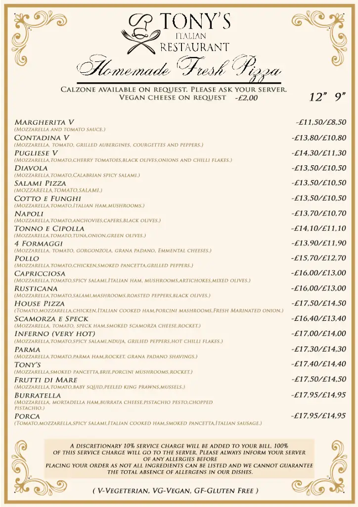 Menu_Tony's Italian Restaurant_Wickford_image_1