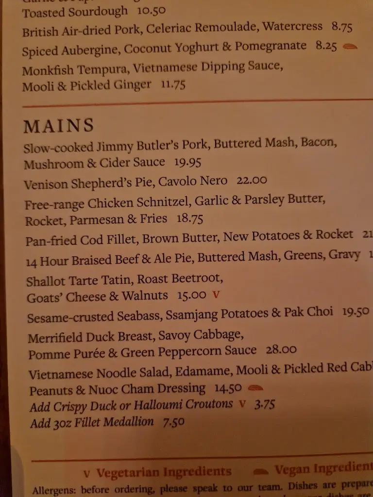 Menu_The Rose & Crown_Wilmcote_image_1