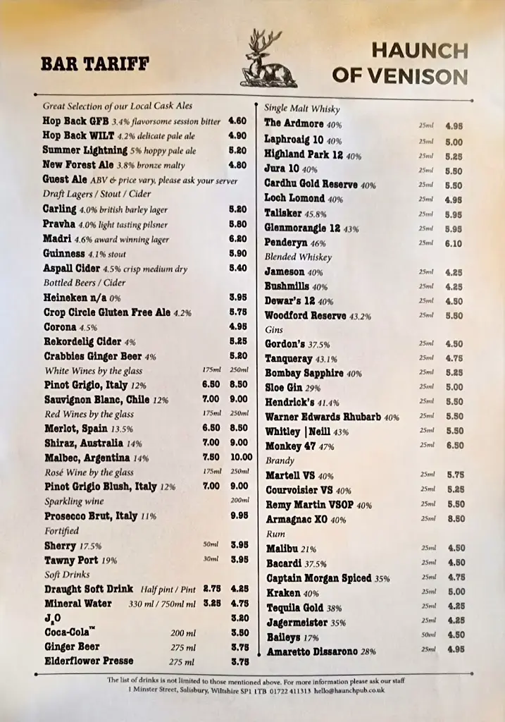 Menu_The Haunch Of Venison_Wiltshire_image_3