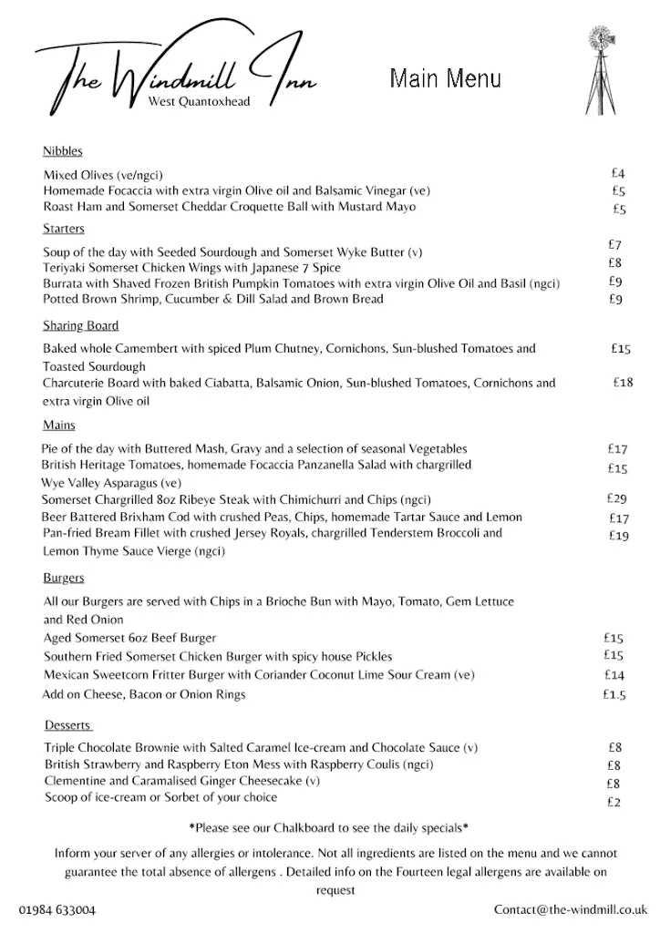 Menu_The Windmill Inn_Williton_image_2