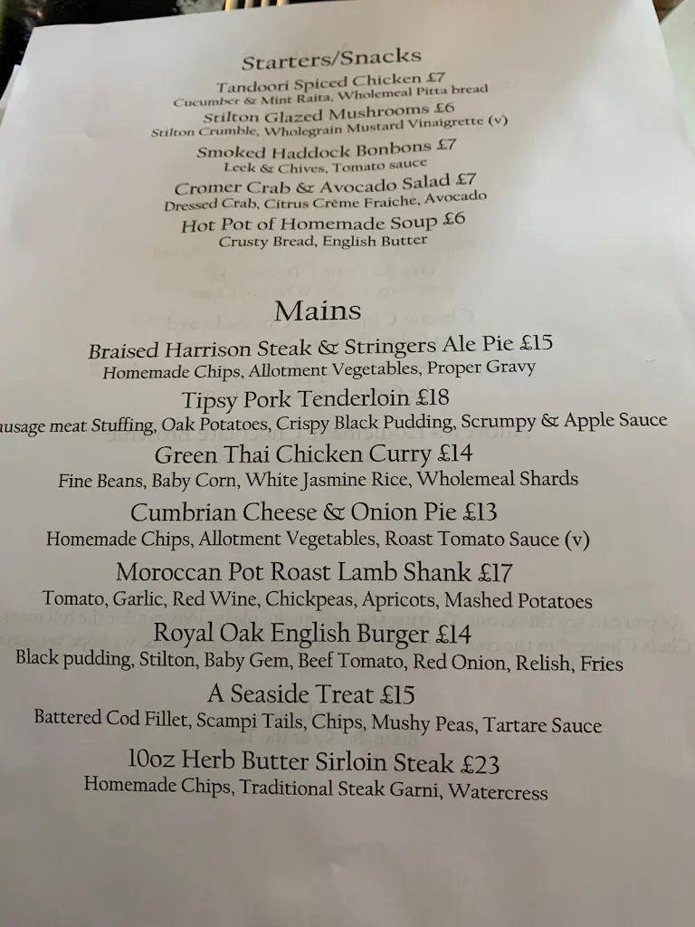 Menu_The Oak at Curthwaite_Wigton_image_4