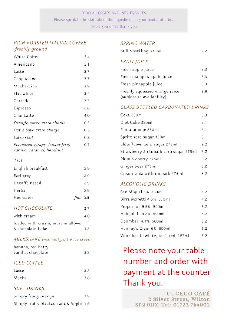 Menu_cuckoo café_Wilton_image_2