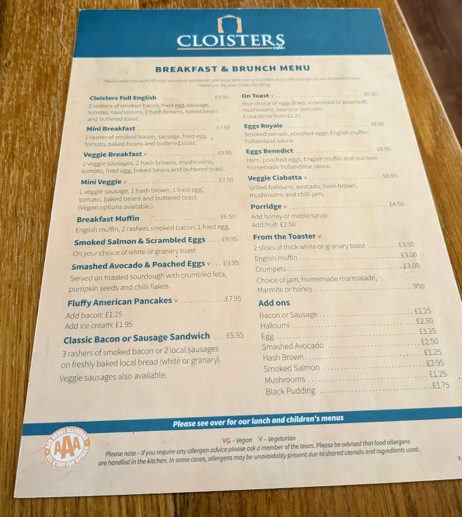 Menu_Cloisters_Wimborne Minster_image_1