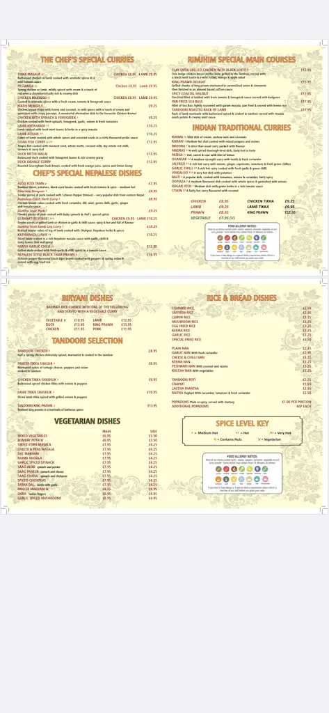 Menu_Rimjhim_Wimborne Minster_image_2