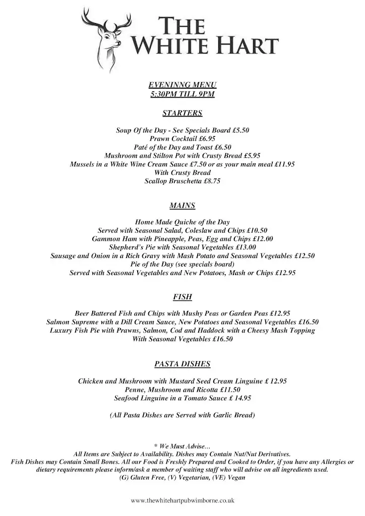 Menü_White Hart_Wimborne Minster_Bild_1