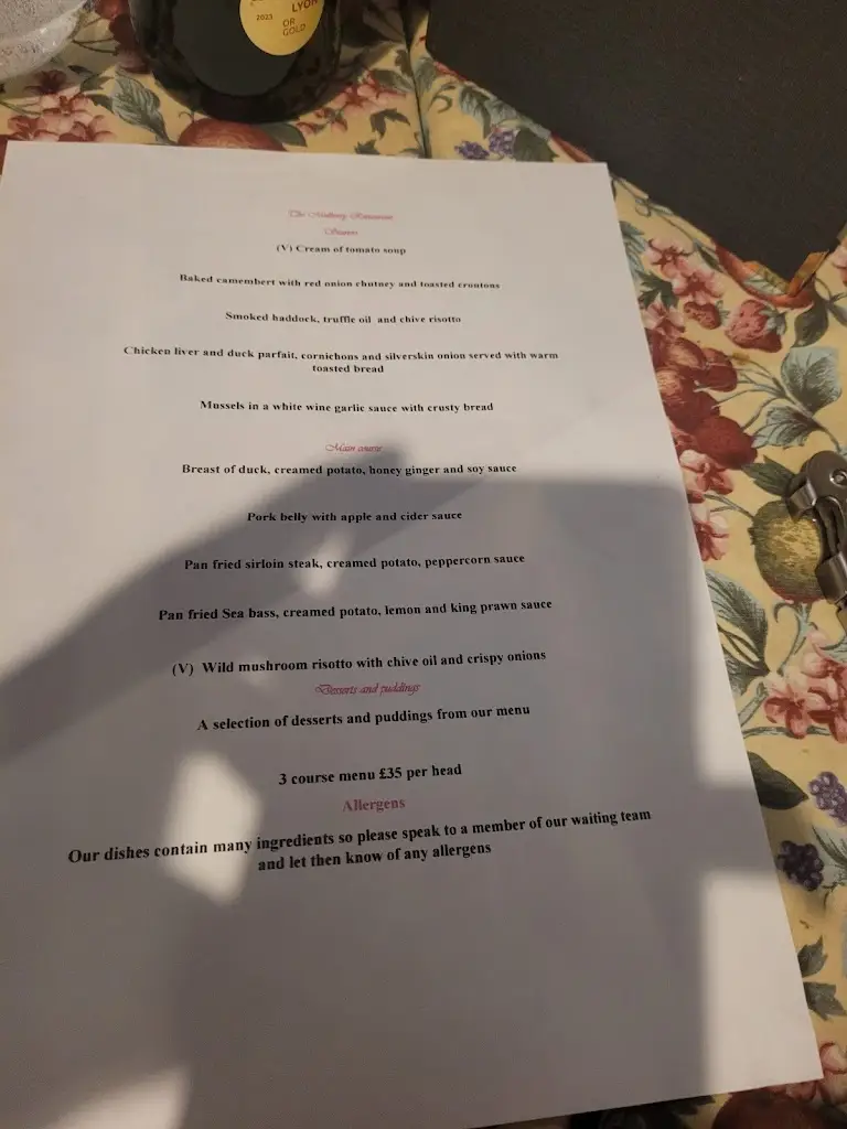 Menu_Mulberry Restaurant_Bewdley_image_1