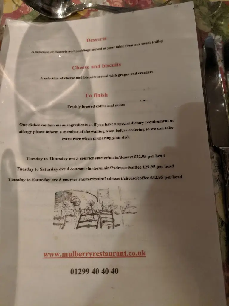 Menu_Mulberry Restaurant_Bewdley_image_4