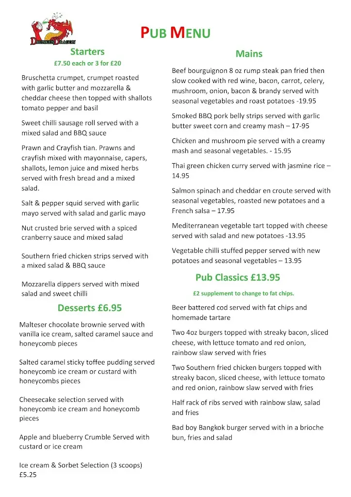 Menu_The Drunken Dragon_Bicknacre_immagine_1