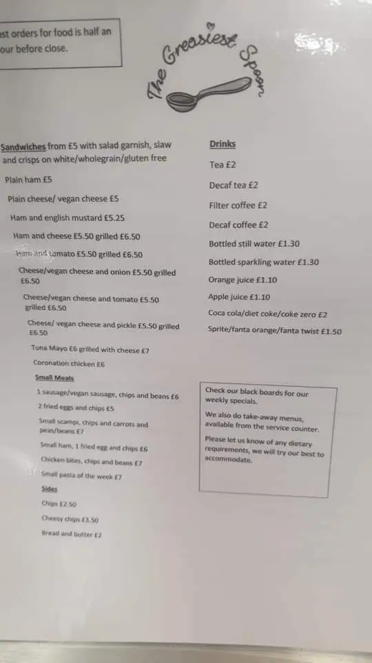 Menu_The Greasiest Spoon_Winchcombe_image_1