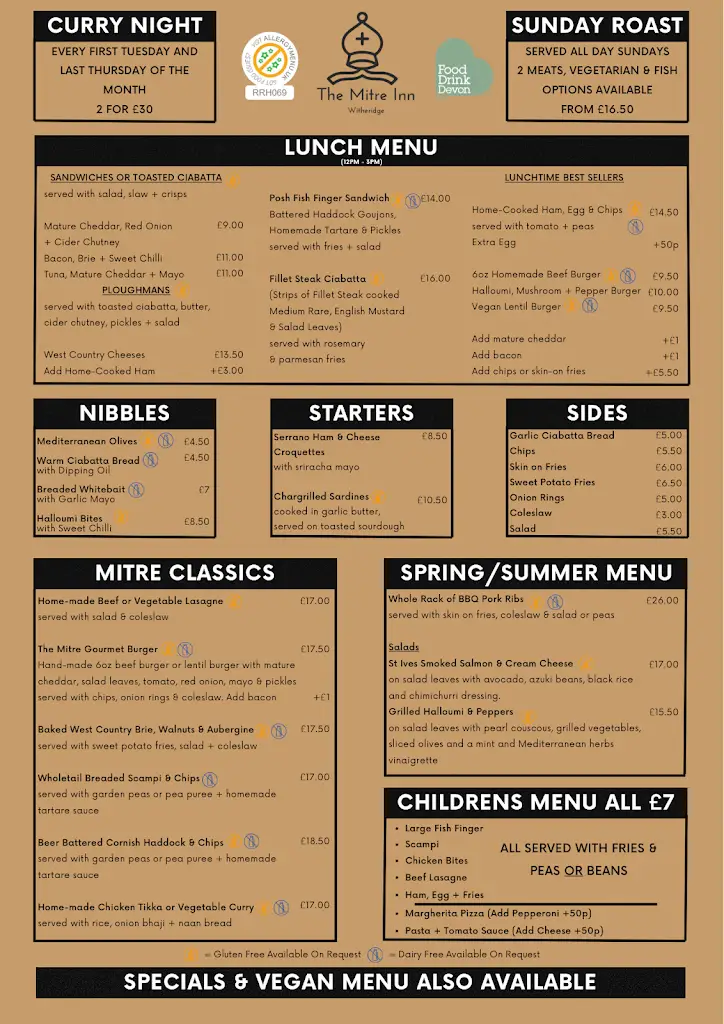 Menu_The Mitre Inn_Witheridge_immagine_1