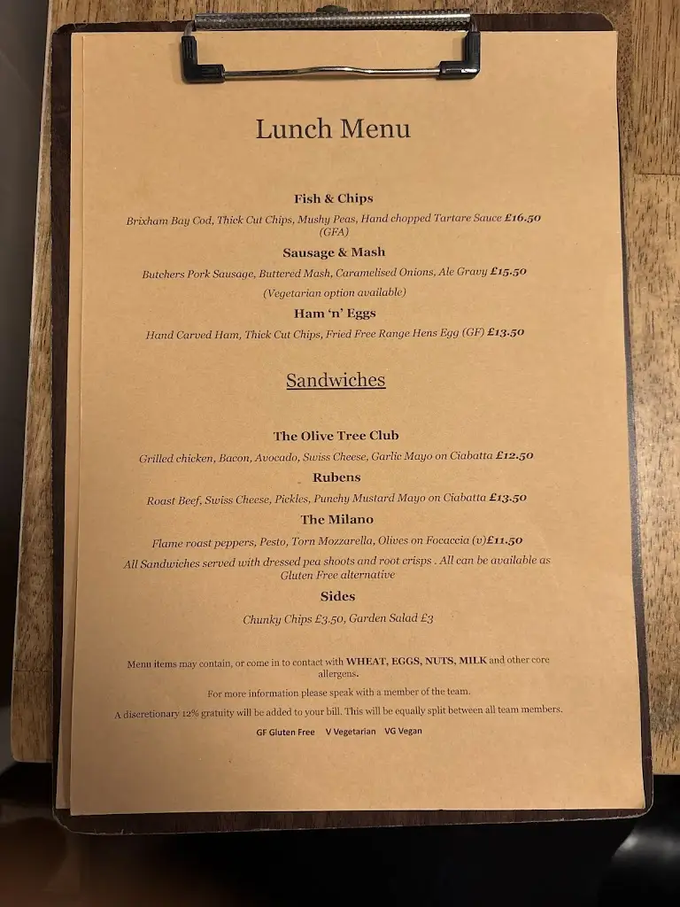 Menu_The Olive Tree At The Plough, Bicester_Bicester_image_1