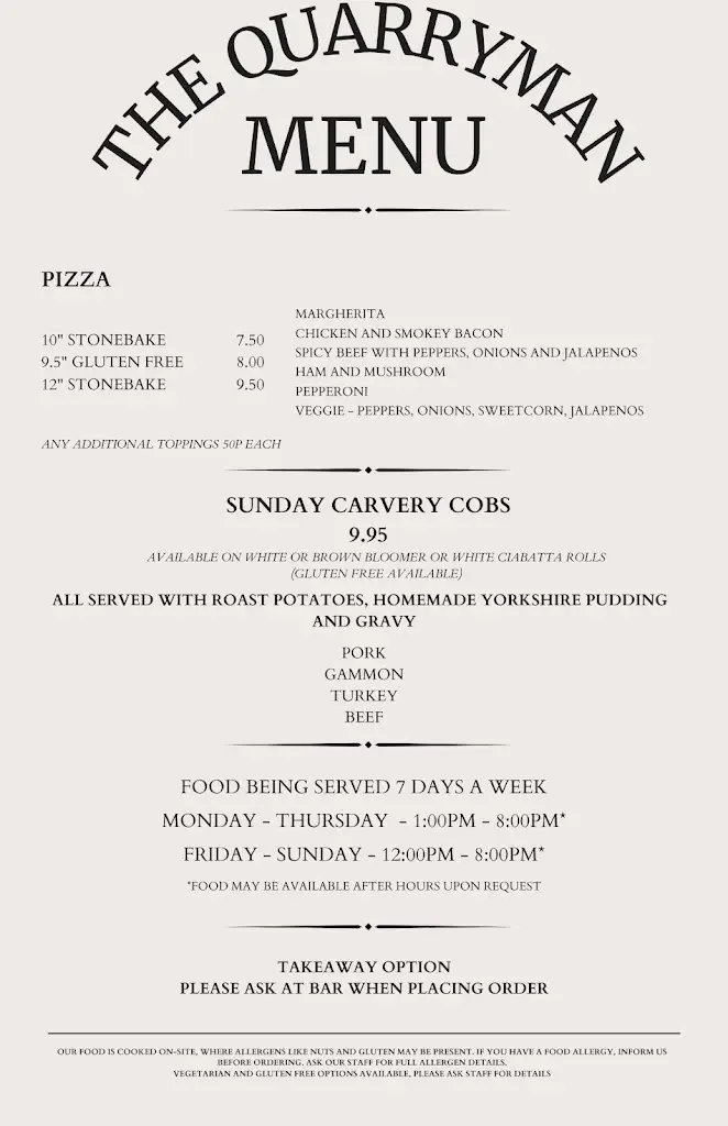 Menu_The Quarryman_Wirksworth_imagen_1