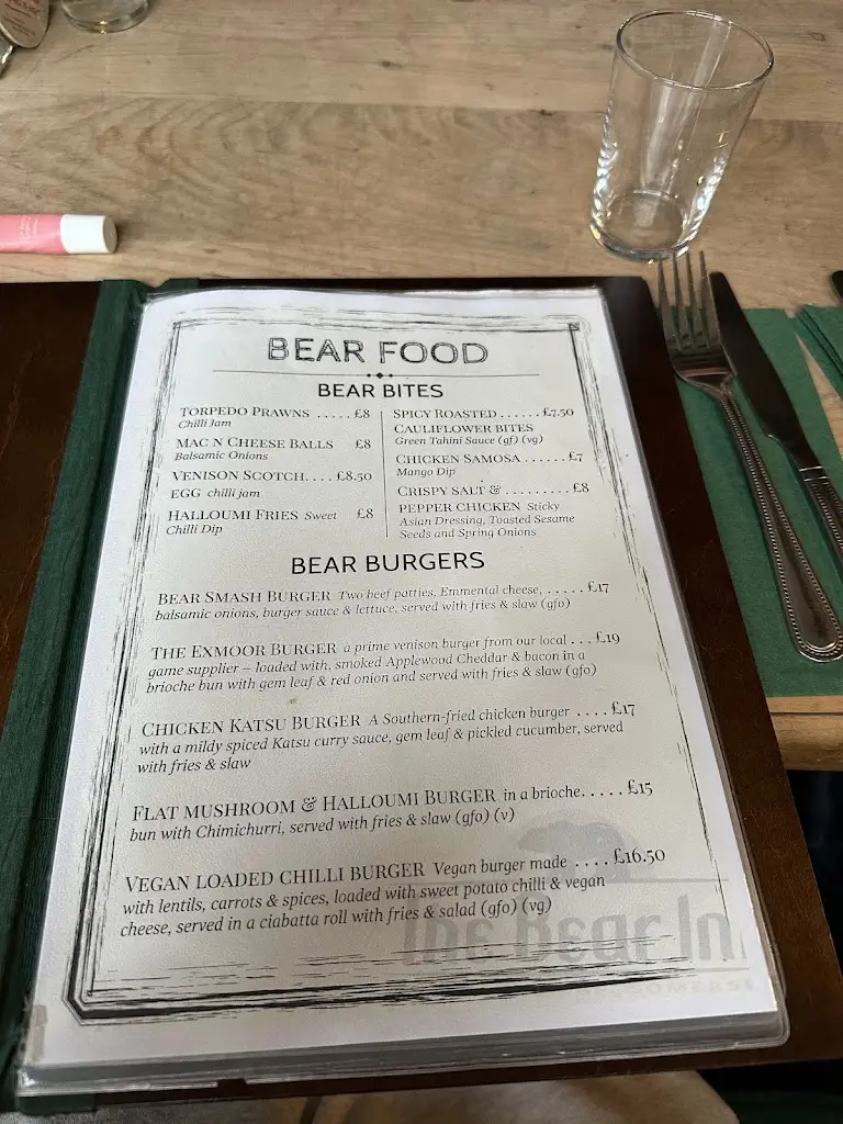 Menu_The Bear Inn_Wiveliscombe_immagine_2