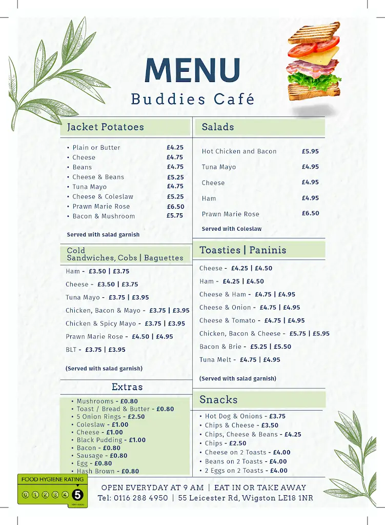 Menu_Buddies café_Wigston Magna_image_1