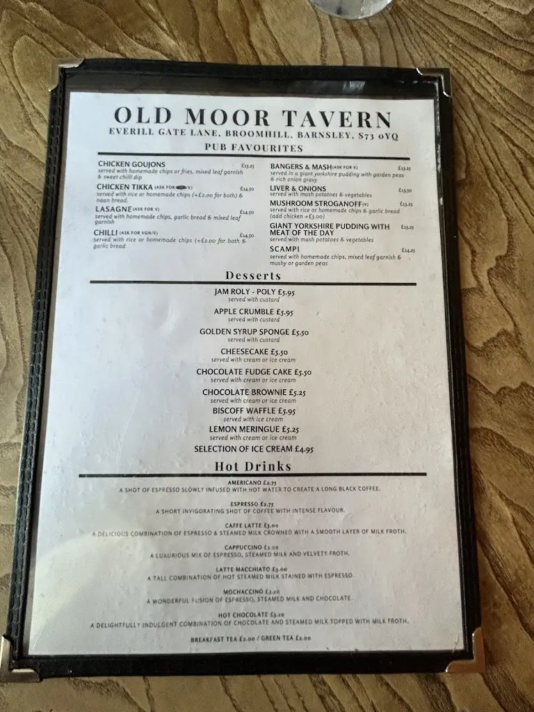 Menu_Old Moor Tavern_Wombwell_immagine_4