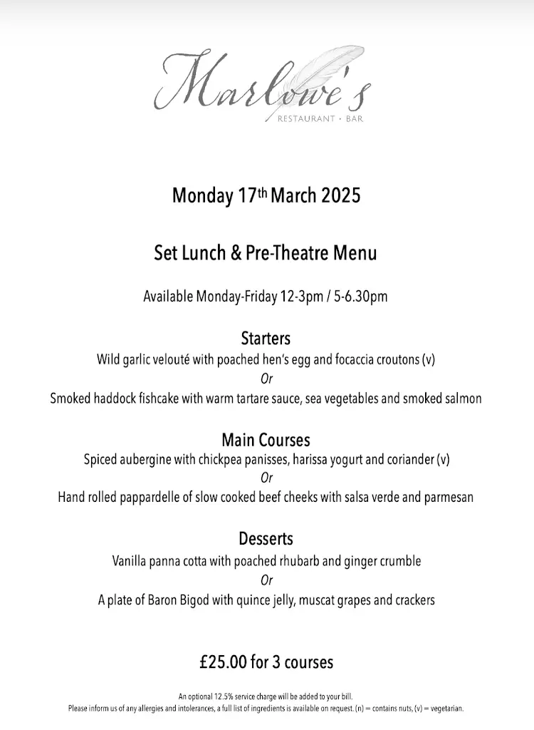 Menu_Marlowe's Restaurant & Bar_Woodbridge_image_1