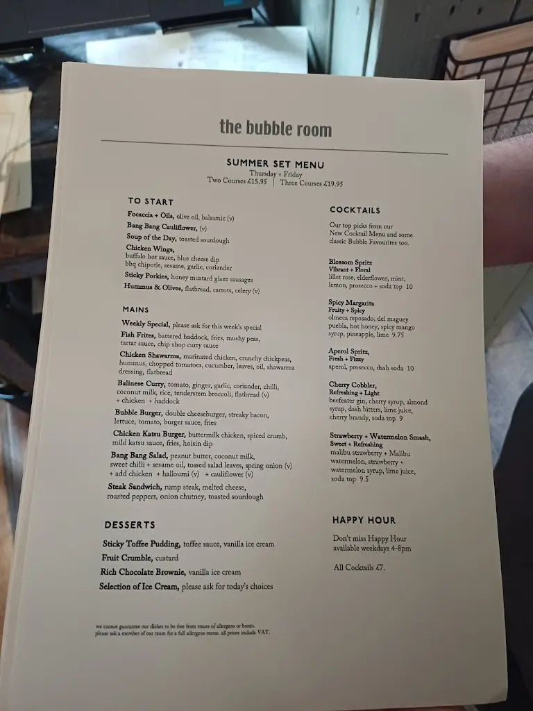 Menu_The Bubble Room_Alderley Edge_image_1
