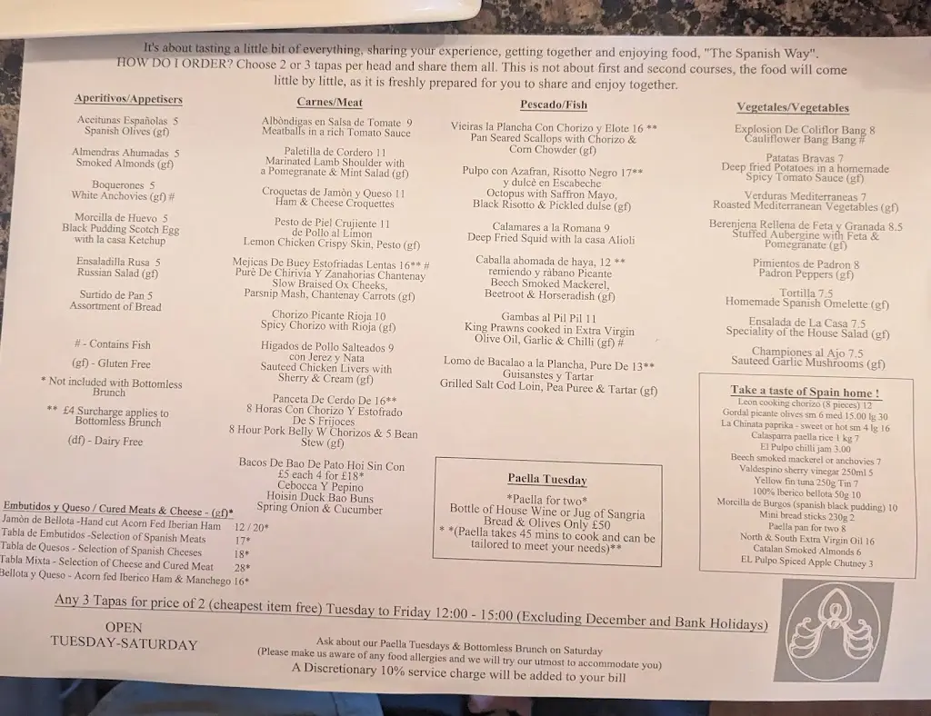 Menu_El Pulpo_Witham_image_1