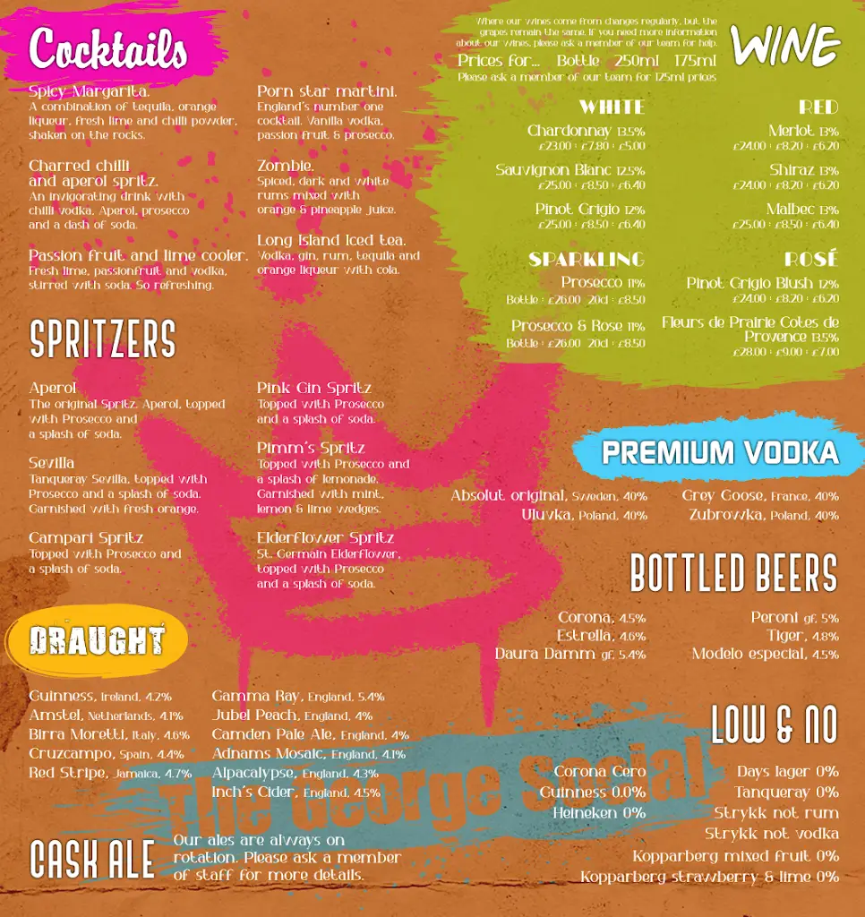 Menu_The George Social_Witham_image_1