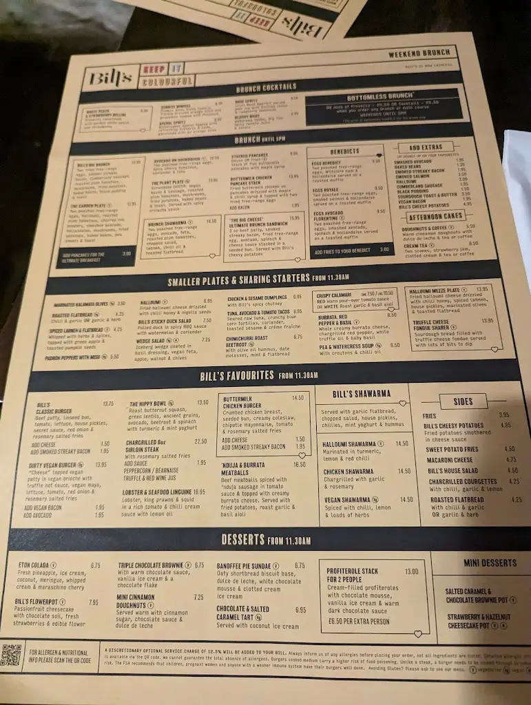 Menu_Bill's Guildford Restaurant_Wood Street Village_image_1