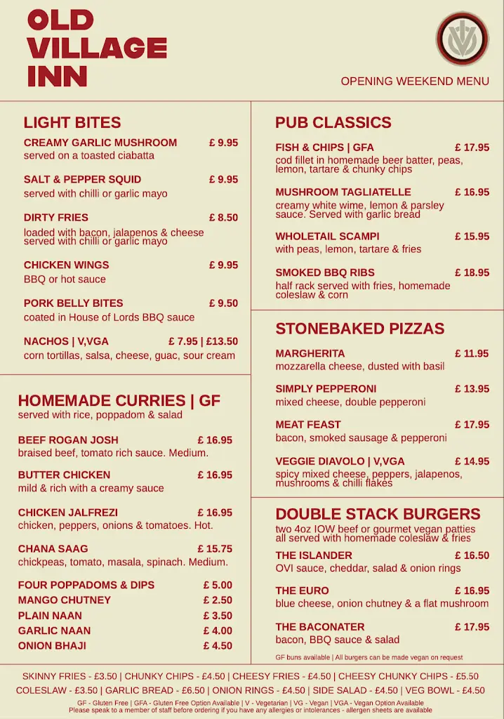 Menu_The Old Village Inn_Bembridge_image_1