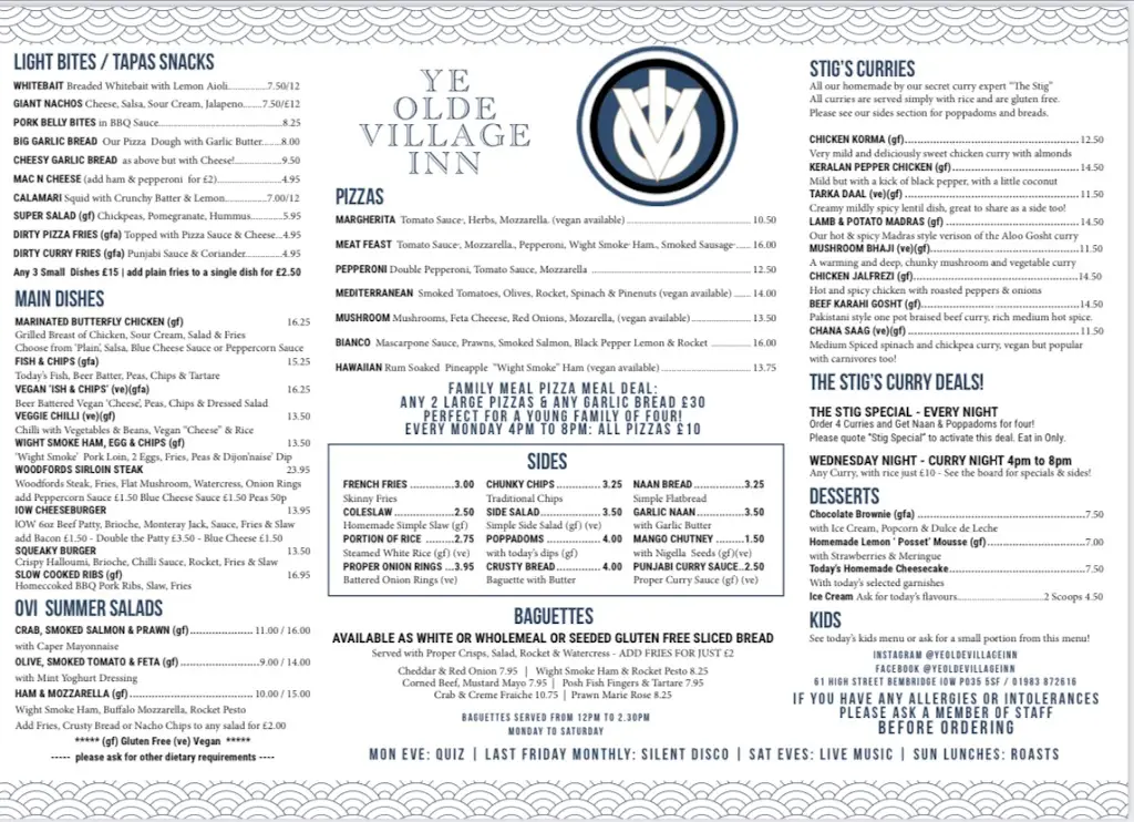 Menu_The Old Village Inn_Bembridge_image_3