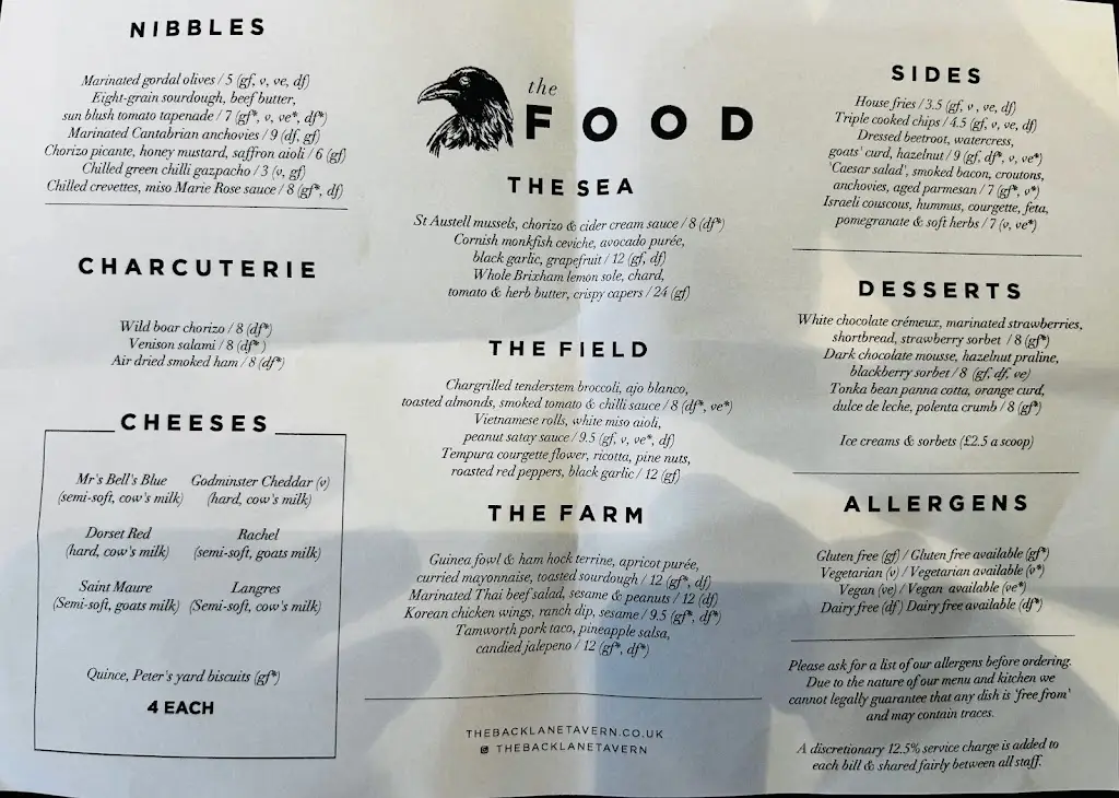 Menü_The Back Lane Tavern_Woodstock_Bild_1