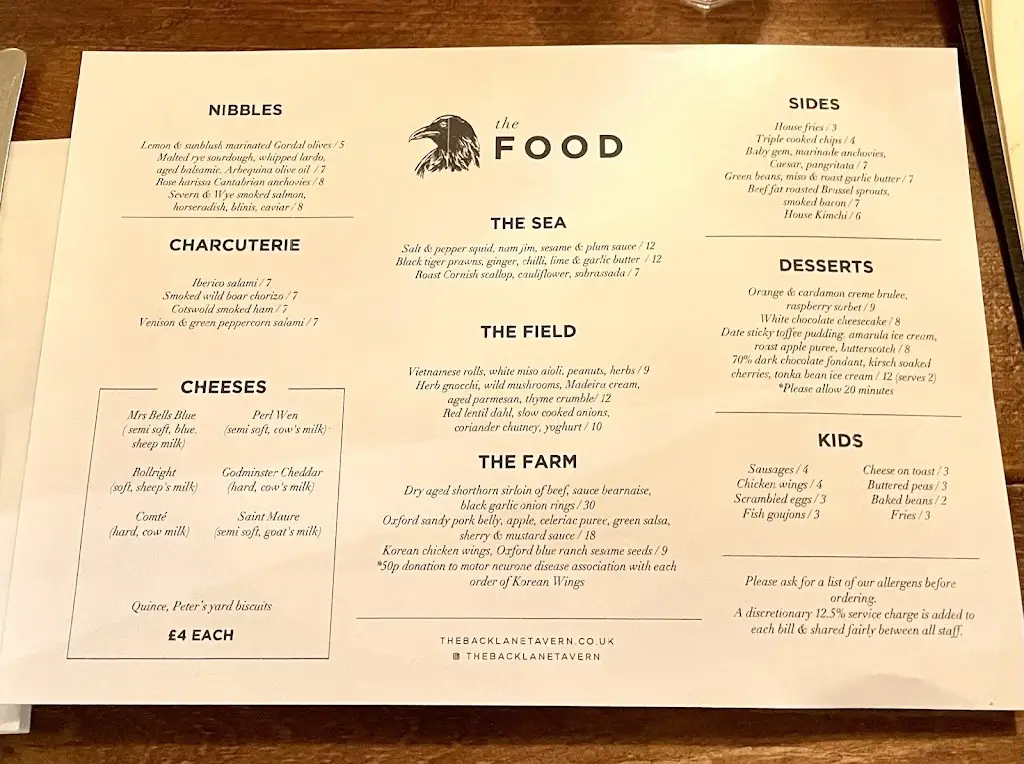 Menü_The Back Lane Tavern_Woodstock_Bild_3