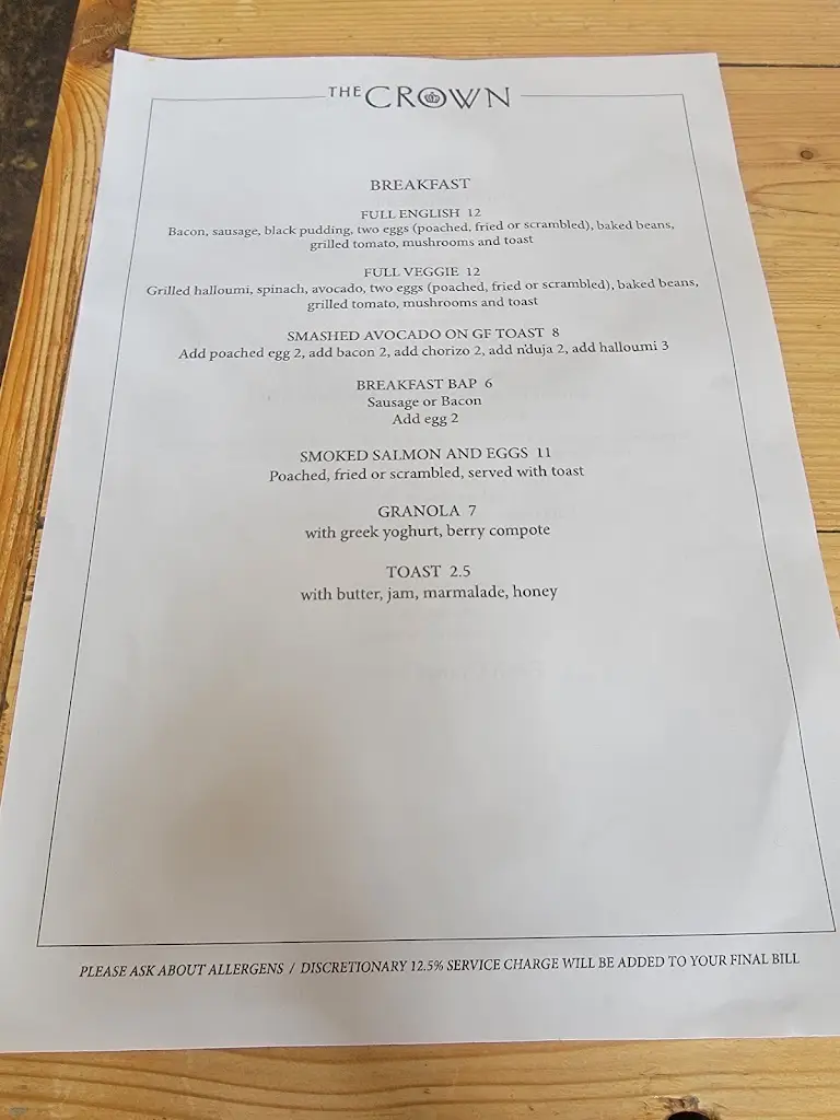 Menu_The Crown Inn_Woodstock_image_1