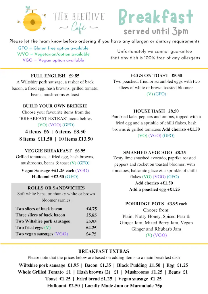 Menu_The Beehive Cafe, Wroughton_Wroughton_image_3