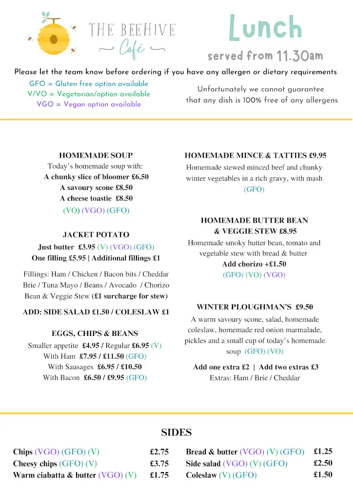Menu_The Beehive Cafe, Wroughton_Wroughton_image_4
