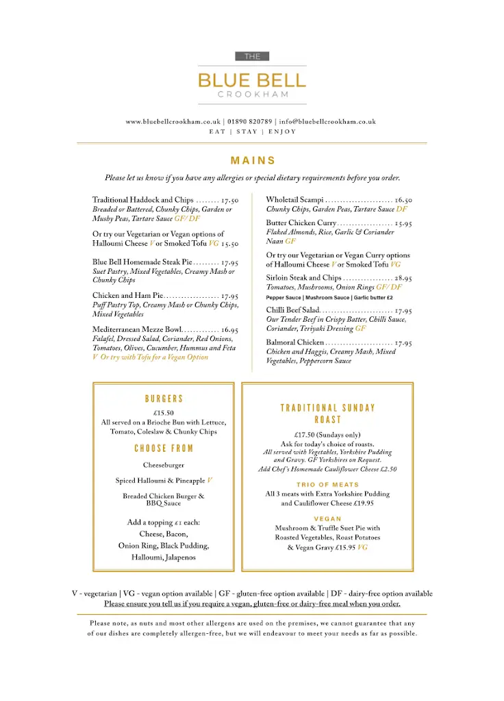 Menu_The Blue Bell Inn_Wooler_immagine_1