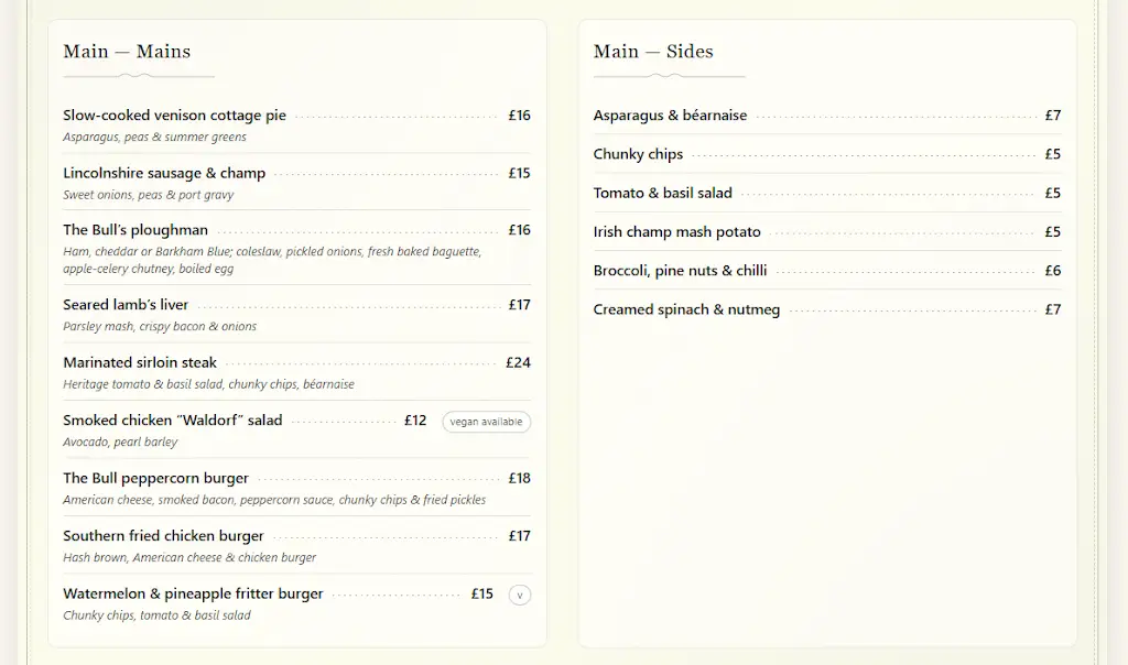 Menu_The Bull Barkham_Wokingham_image_4