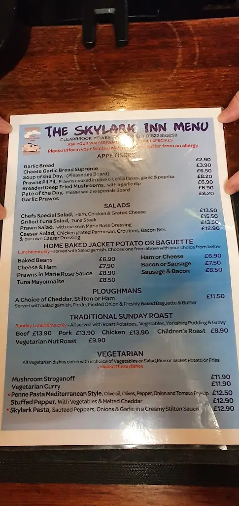 Menu_The Skylark Inn_Yelverton_imagen_1