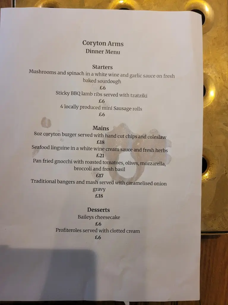 Menu_Coryton Arms_Bere Alston_image_1