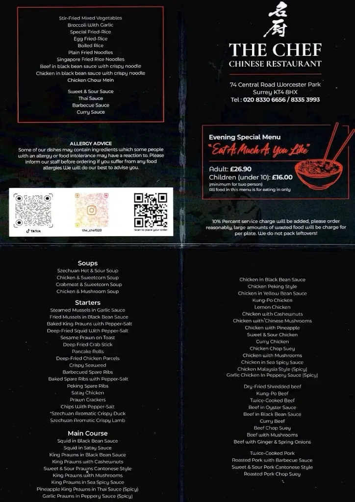 Menu_The Chef Restaurant_Worcester Park_immagine_1