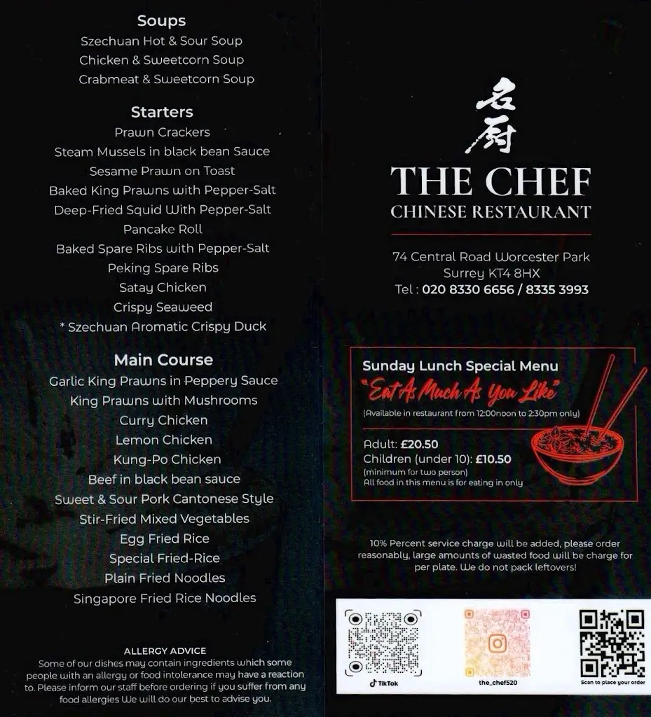 Menu_The Chef Restaurant_Worcester Park_immagine_2