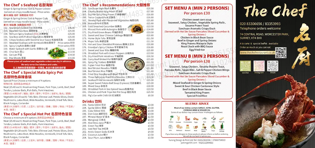 Menu_The Chef Restaurant_Worcester Park_immagine_3