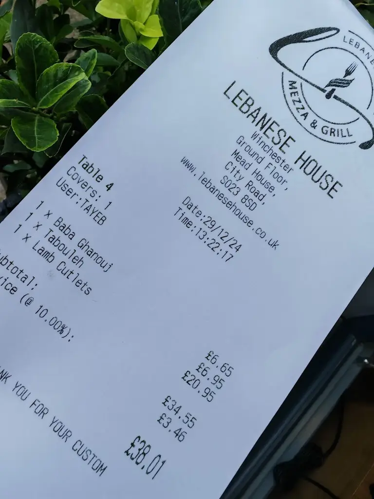 Menu_Lebanese House Winchester_City of Winchester_image_2