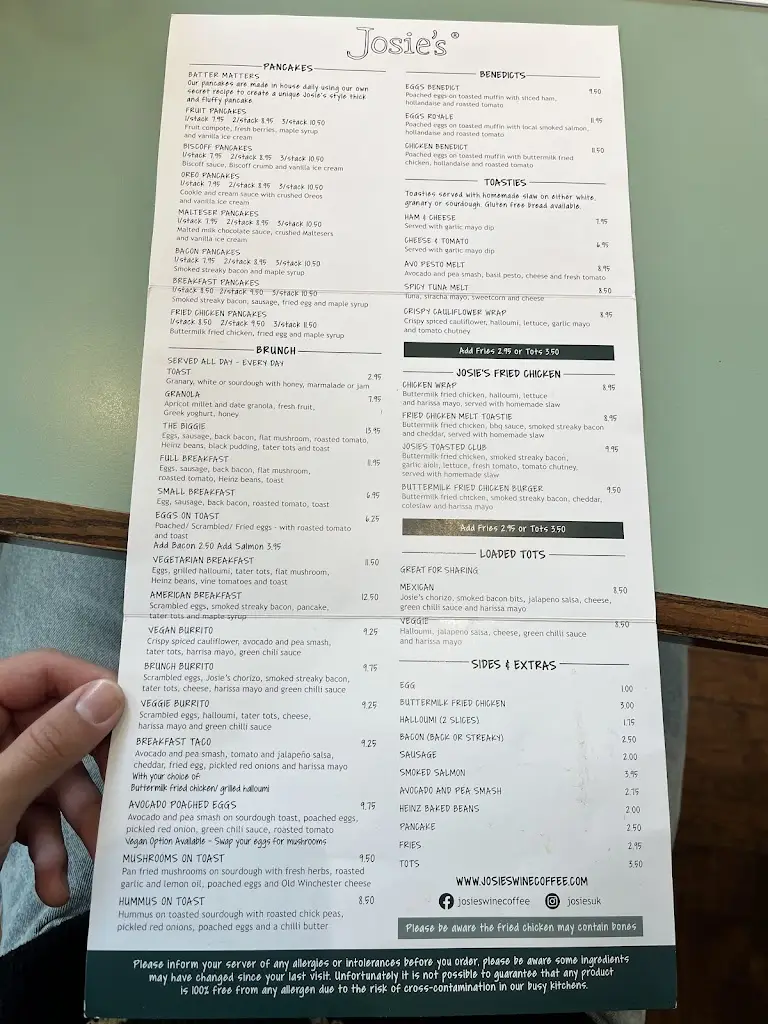 Menu_Josie's_City of Winchester_image_1