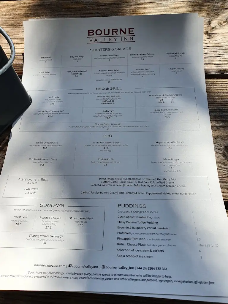Menu_Bourne Valley Inn_Test Valley_imagen_2