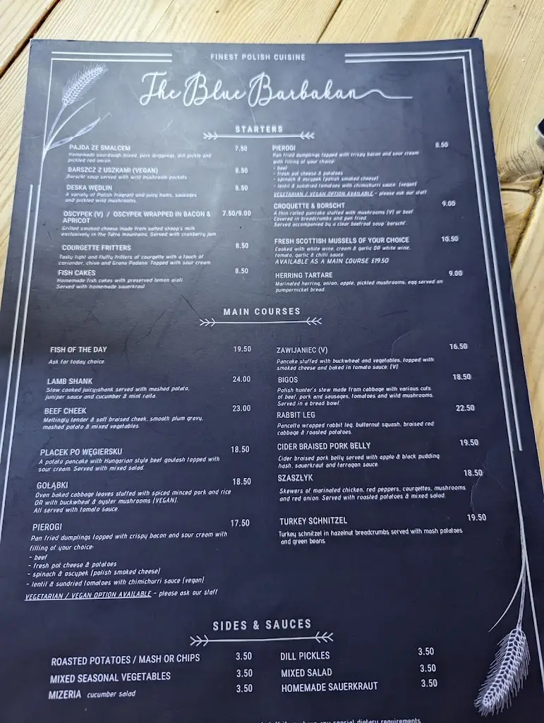 Menu_The Blue Barbakan_York_image_3