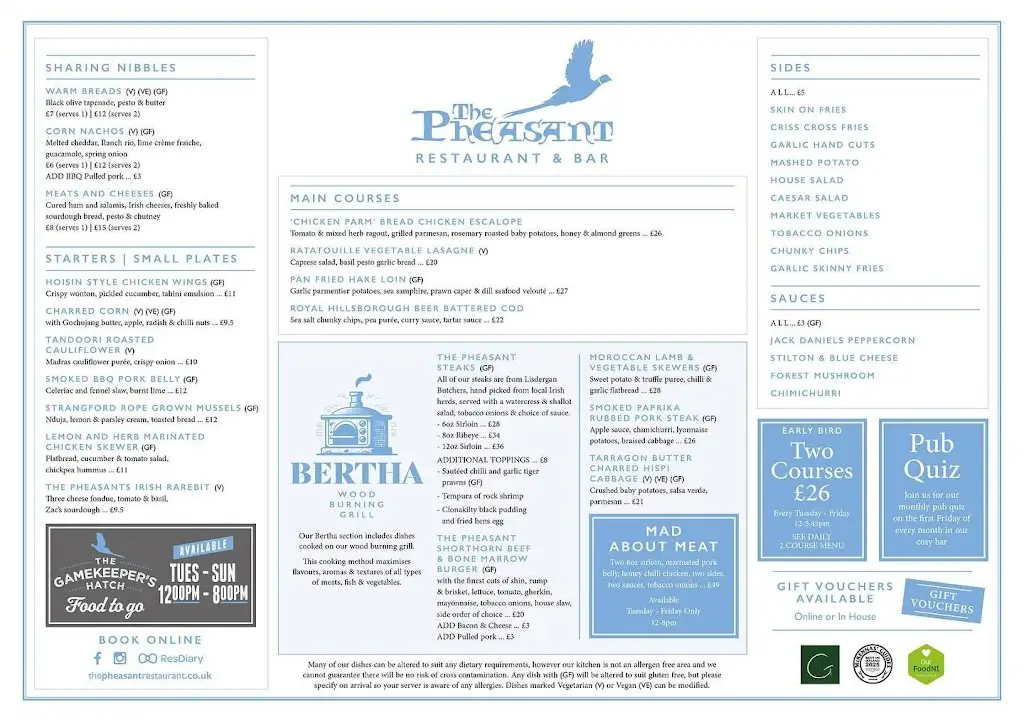 Menu_The Pheasant Restaurant_Annahilt_image_1